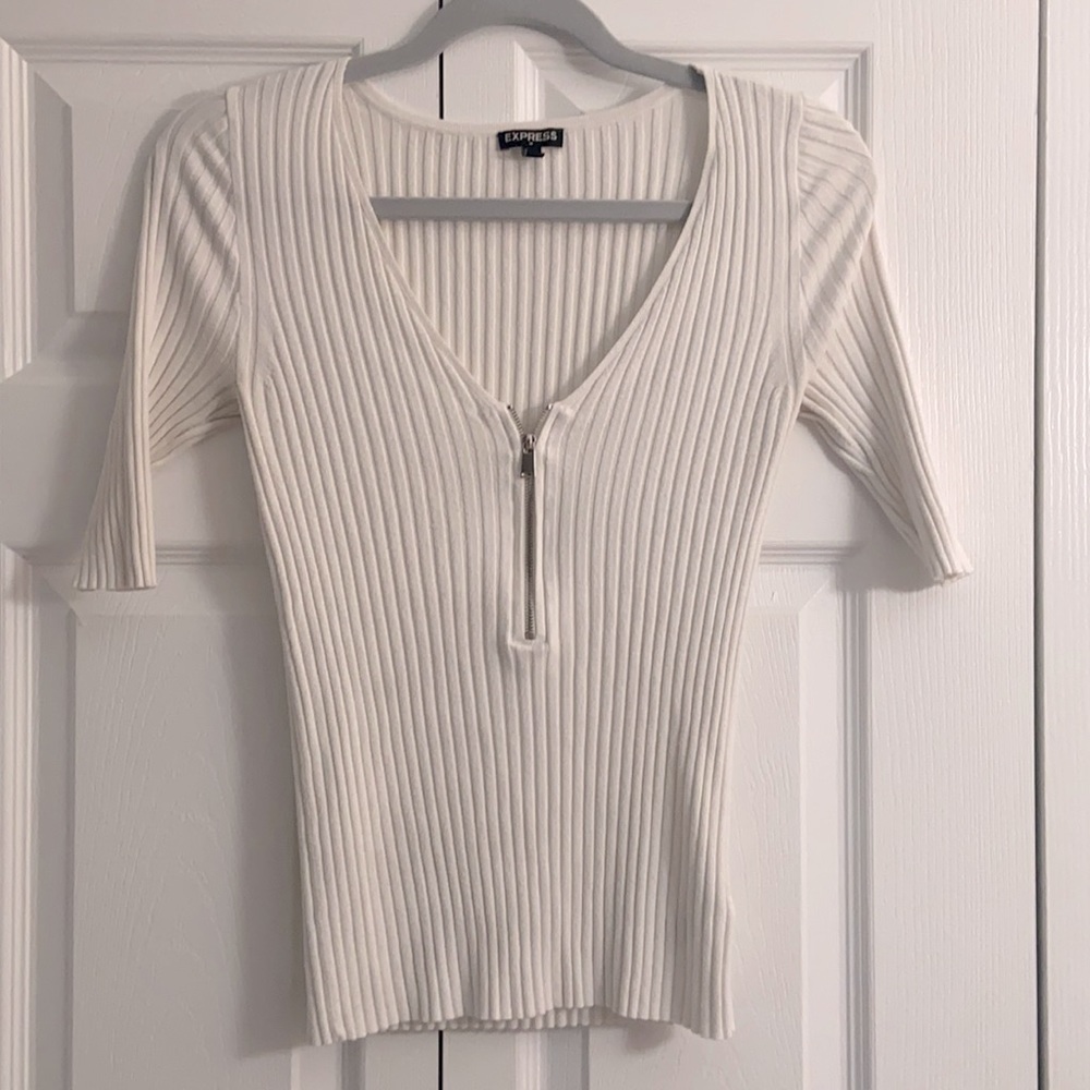 Express Mid Sleeve Zipper Top